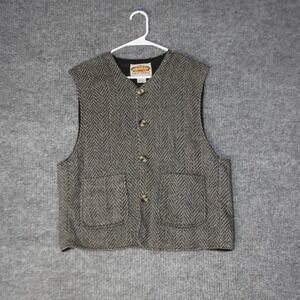 Vintage Paragraff Herringbone Vest Mens M Gray Wool Blend Waistcoat Button Up